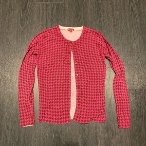 Pink houndstooth cardigan